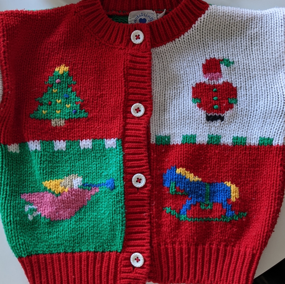 Vintage Christmas knit cardigan sweater